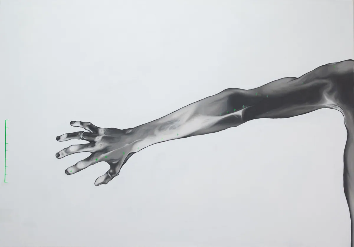 Stigmates dans la chair, 2023, Huile sur lin, 116 x 80 x 2,5 cm