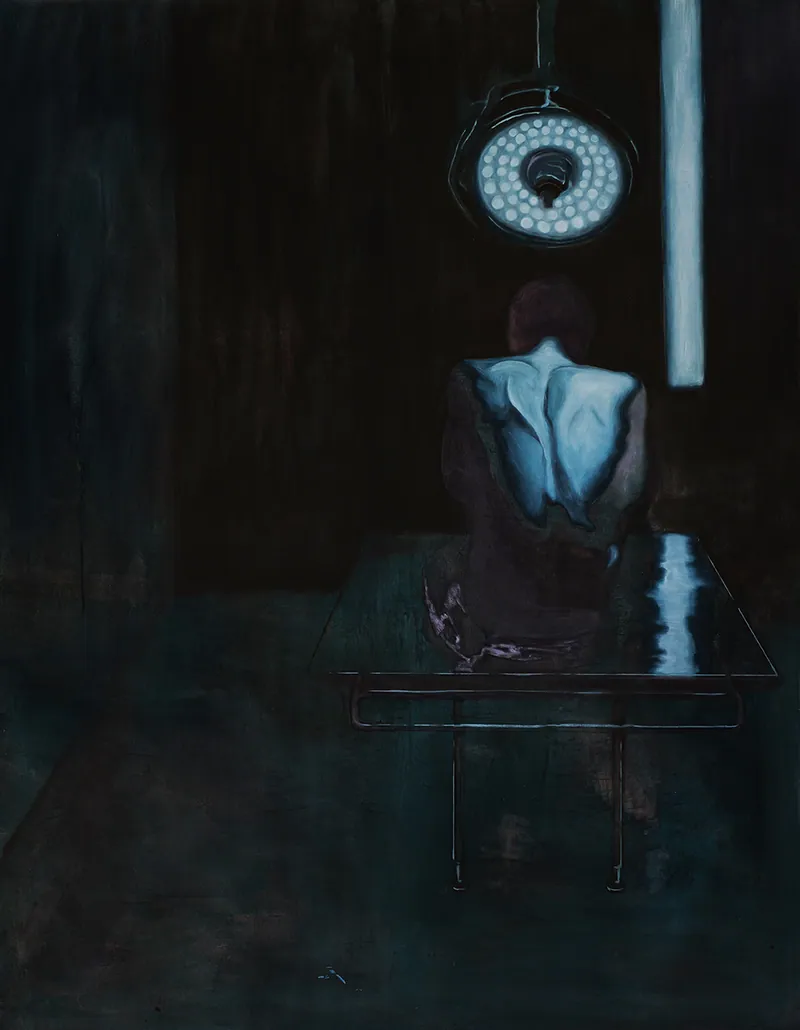 Chair exposée, 2025,Huile sur lin, 146 x 114 x 4,5 cm, © Tom Dagnas