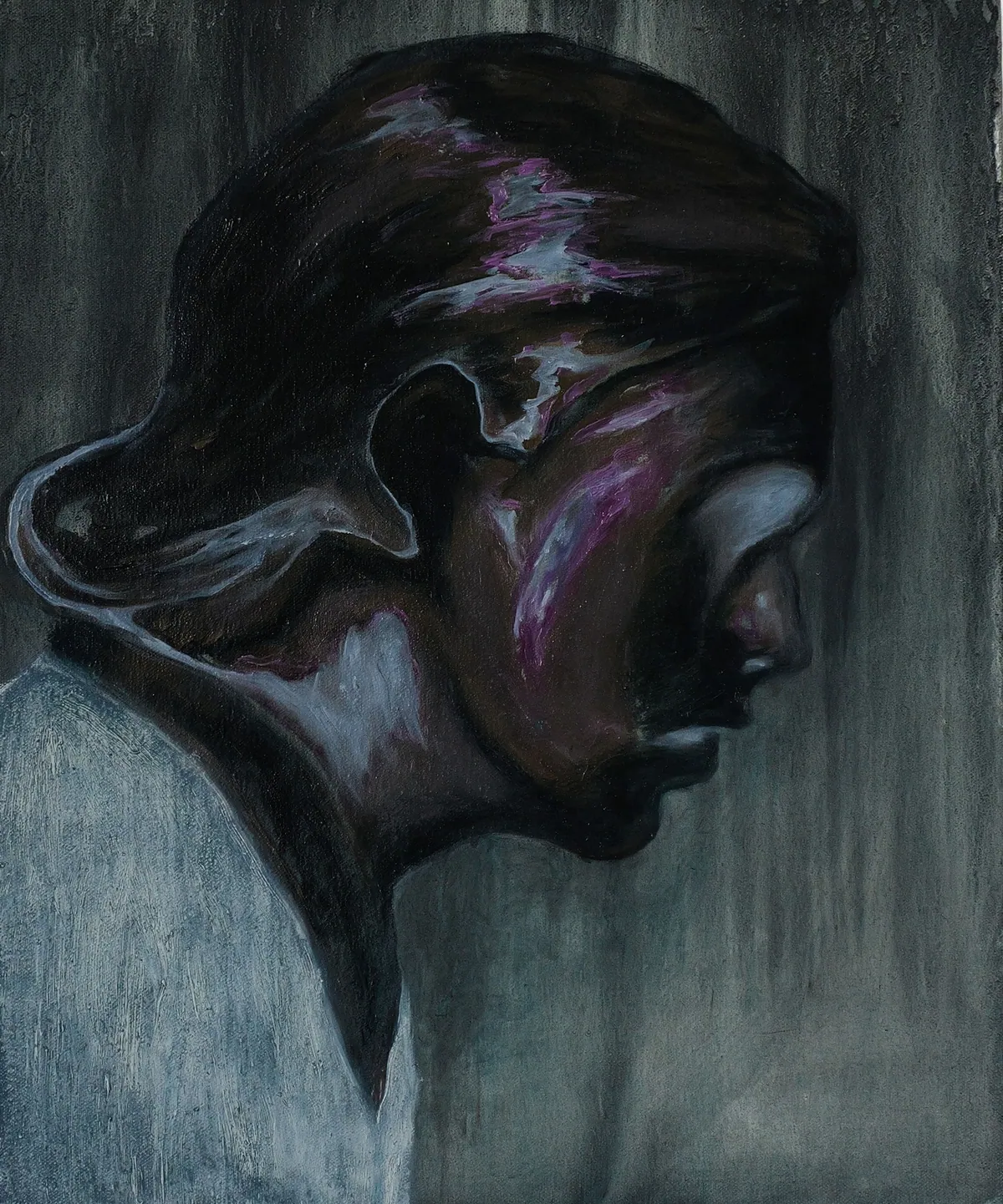 Silence clinique, 2024, Huile sur lin, 46 x 38 x 4,5 cm