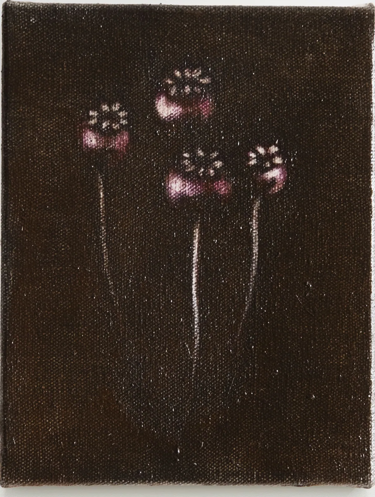 Bursting out of dust (détail), 2026, Huile sur lin, 18 x 14 x 2,5 cm
