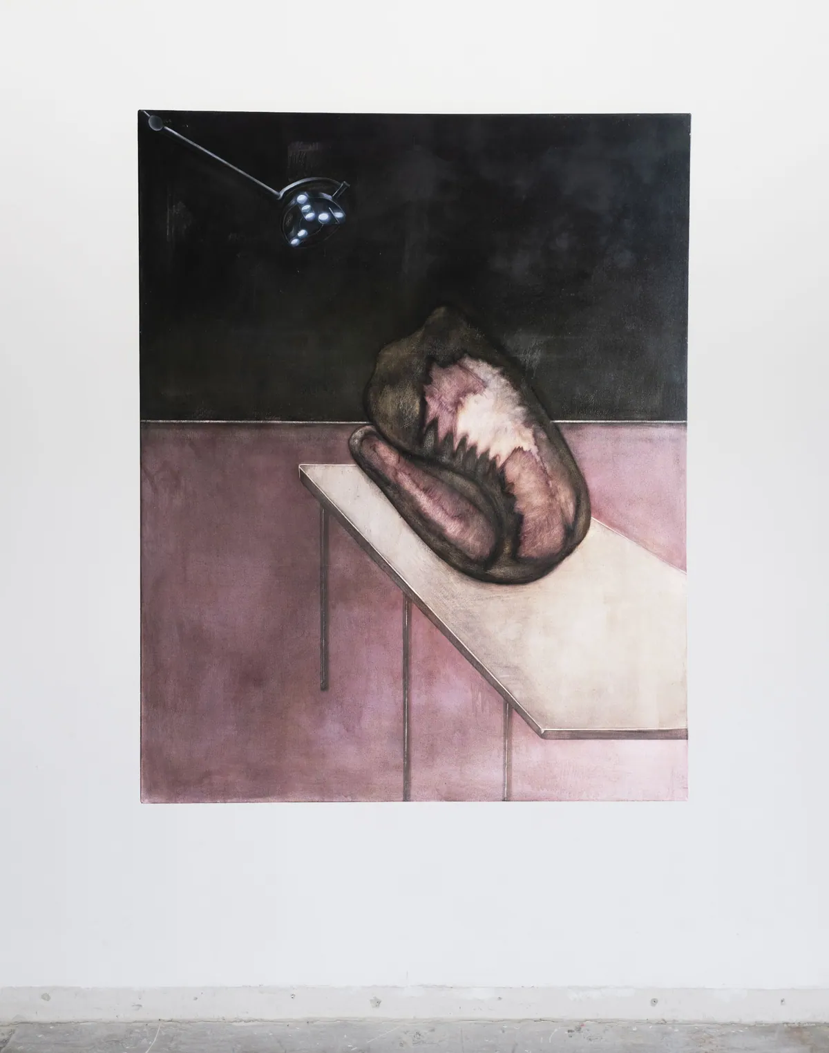 Dans les brumes du laroxyl, 2025, Huile sur lin, 150 x 120 x 3,5 cm