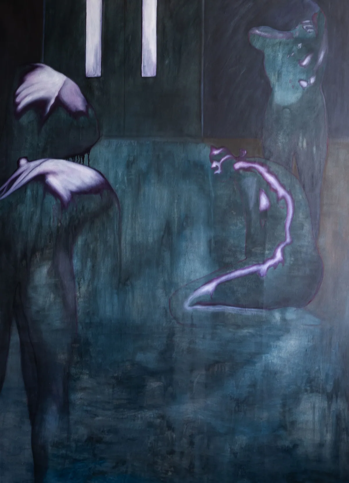 Flesh covers the bone (détail), 2025, Huile sur lin, 200 x 160 x 4,5 cm