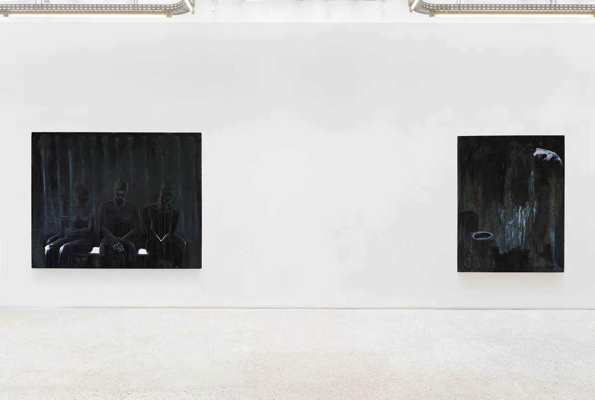 Intervalle, 2024, Huile sur lin-coton, 146 x 160 x 4,5 cm ; Discontinuité, 2024, Huile sur lin-coton, 146 x 114 x 4,5 cm, Collection privée