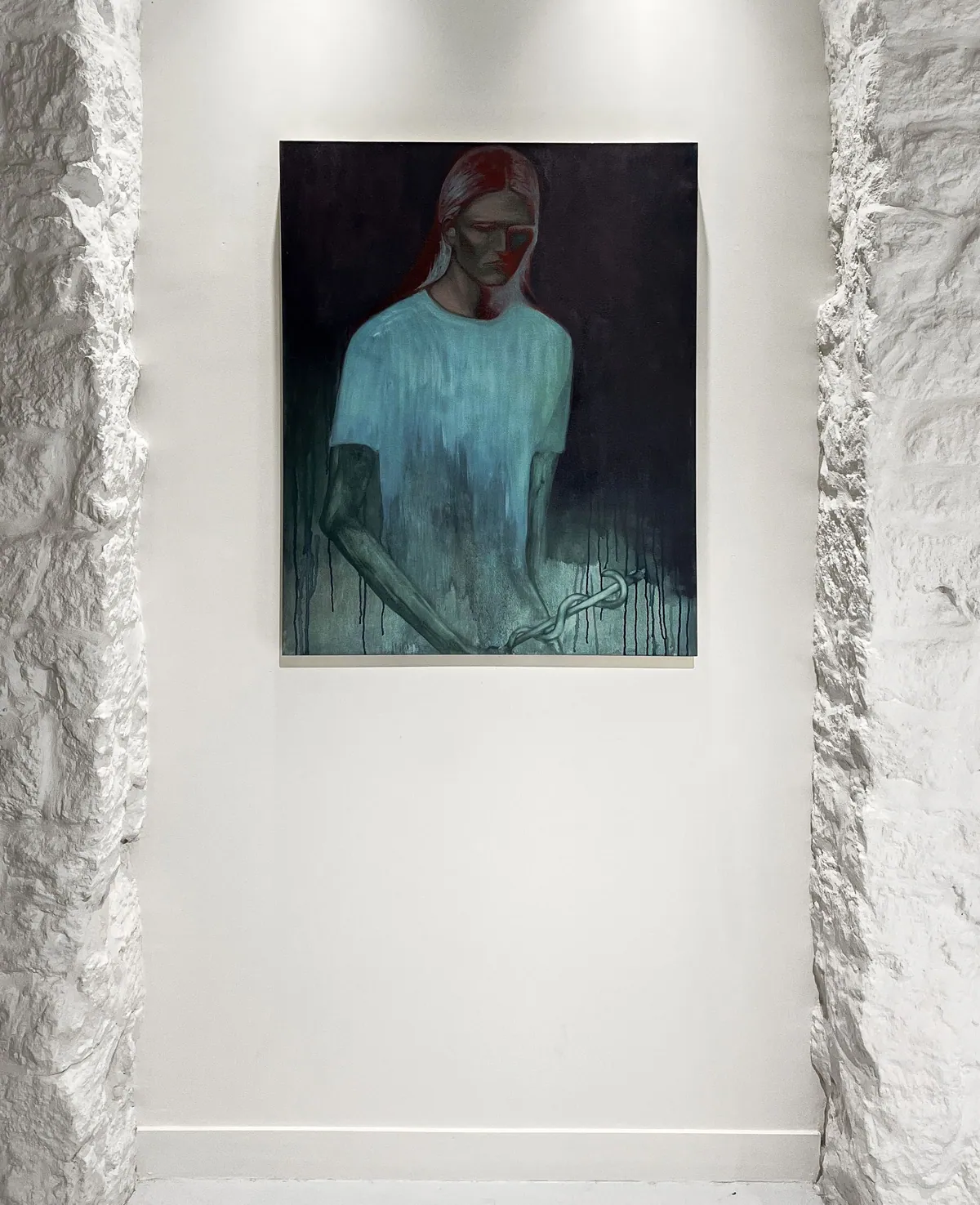 From cure to care, 2024, Huile sur lin-coton, 100 x 81 x 4,5 cm